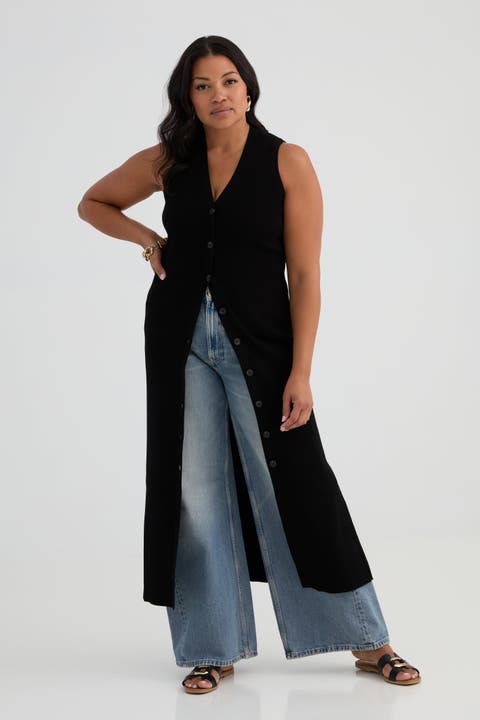 The Rib Sleeveless Knit Duster Midi Dress