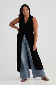 KADA The Rib Sleeveless Knit Duster Midi Dress