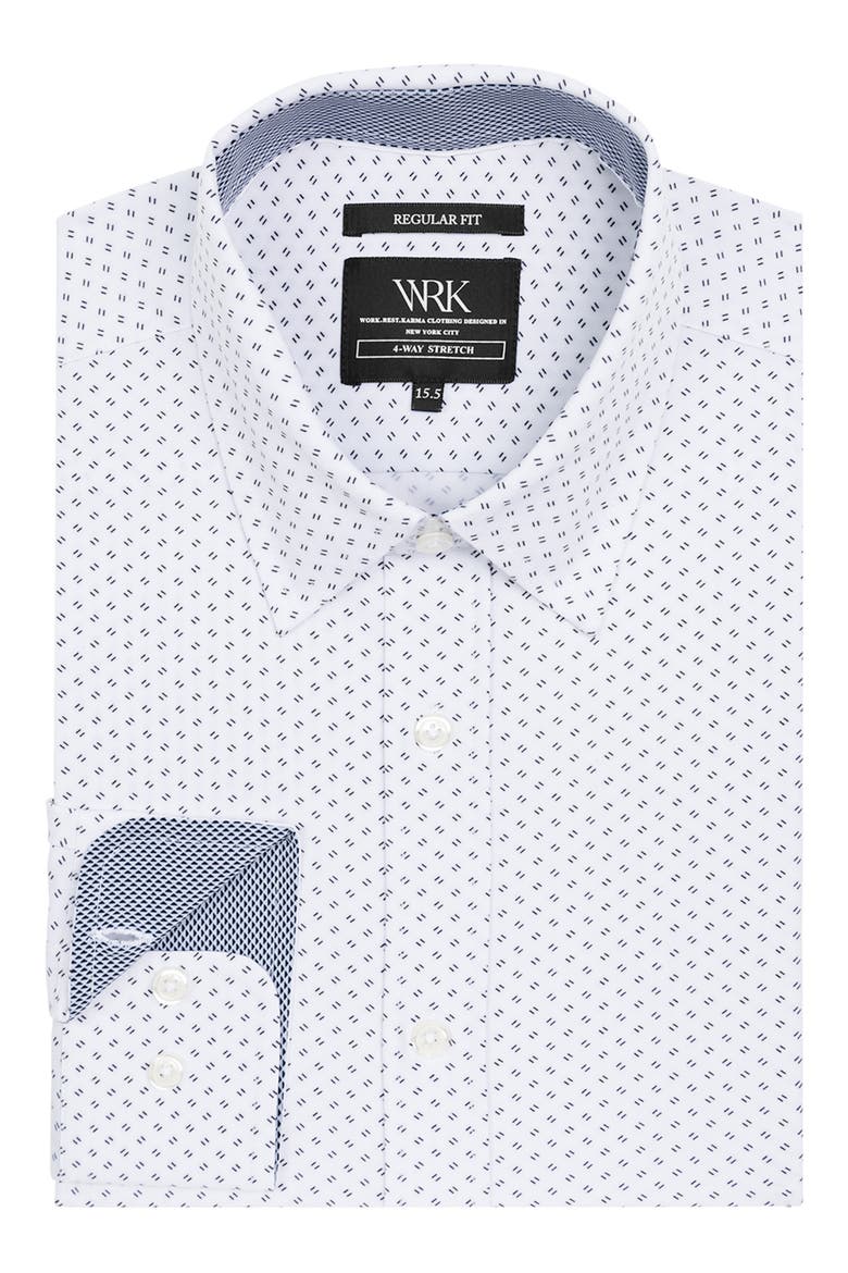 Regular Fit Dash Print Performance Dress Shirt, Alternate, color, WHITE/ BLACK