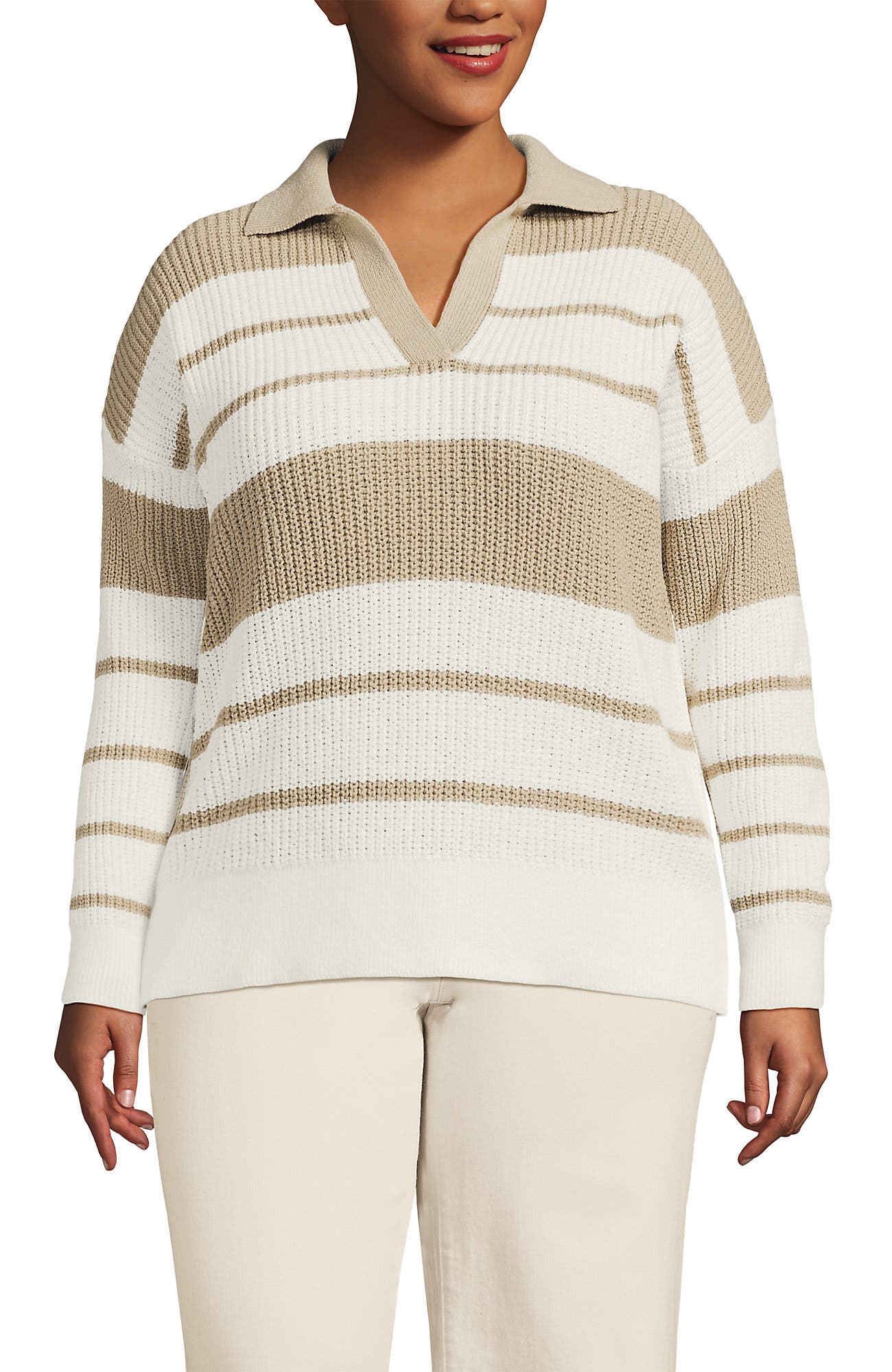 Cotton Boucle Johnny Collar Textured Sweater - image 3