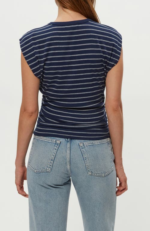 Michael Stars Joni Crewneck Power Shoulder T-shirt In Blue