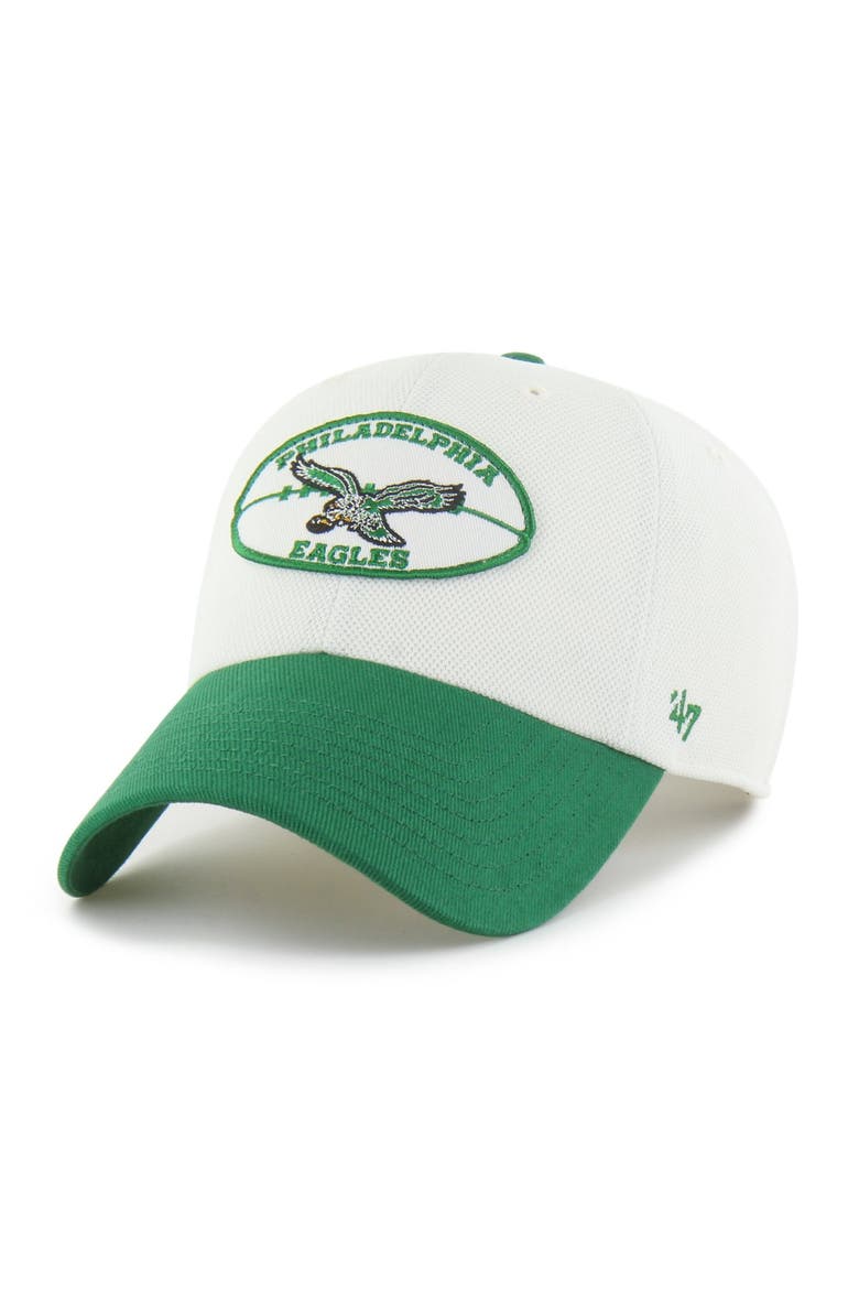 Men's '47 Cream/Kelly Green Philadelphia Eagles Pique Patch Clean Up Adjustable Hat, Main, color, Cream