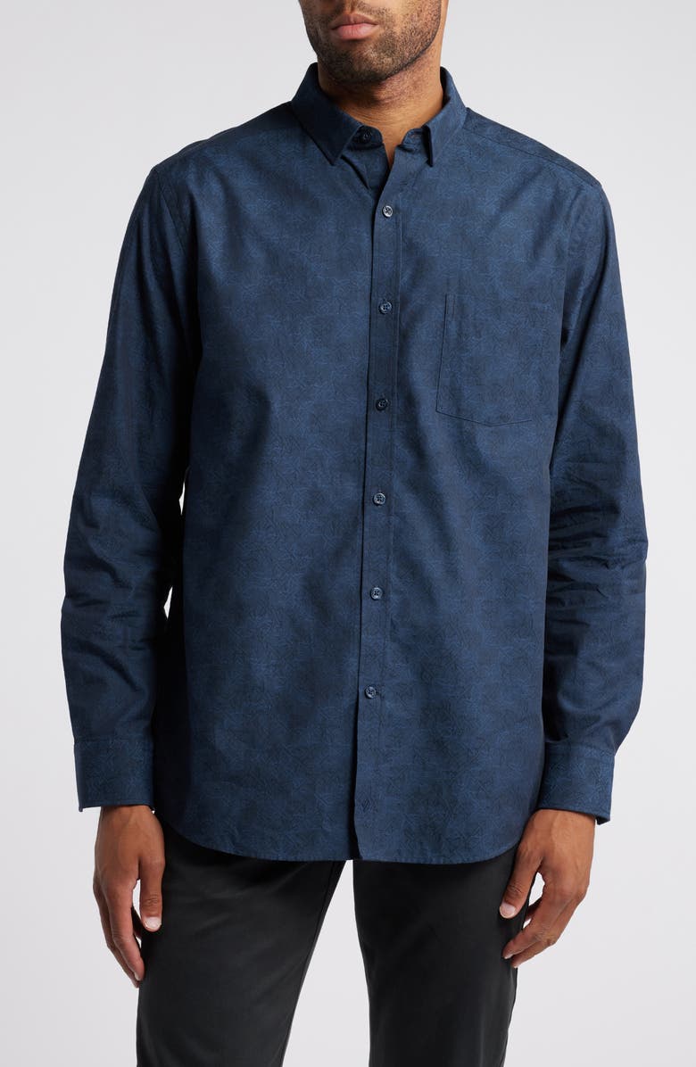 Johnston & Murphy Jacquard Airplane Button-Up Shirt, Main, color, 