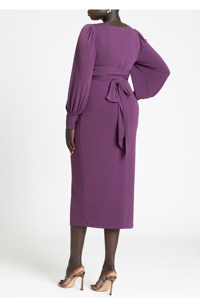 ELOQUII Cross Front Midi Dress, Alternate, color, Plum