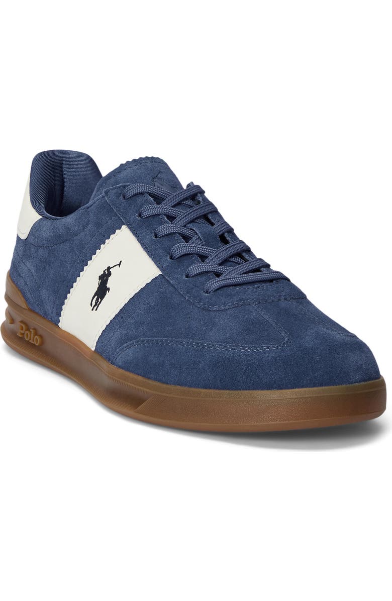 Ralph Lauren Logo Low Top Sneaker, Alternate, color, Light Navy/ Cream