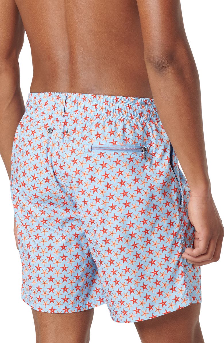 Bugatchi Print Swim Trunks, Alternate, color, Sky