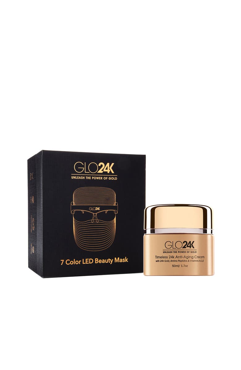 GLO24K UNLEASH THE POWER OF GOLD 7 Color LED Beauty Mask + 24k Timeless Anti-Aging Cream., Main, color, Na