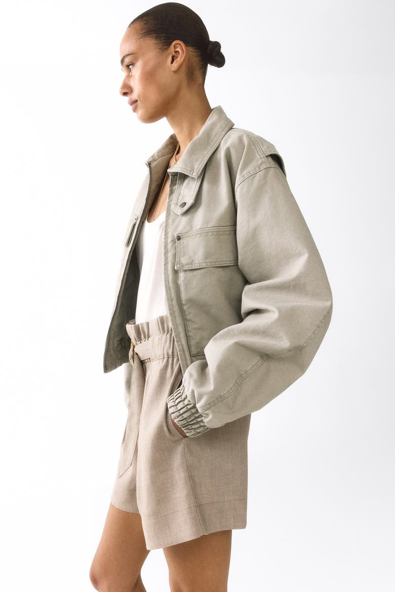 Belted Paper Bag Shorts, Main, color, Light taupe