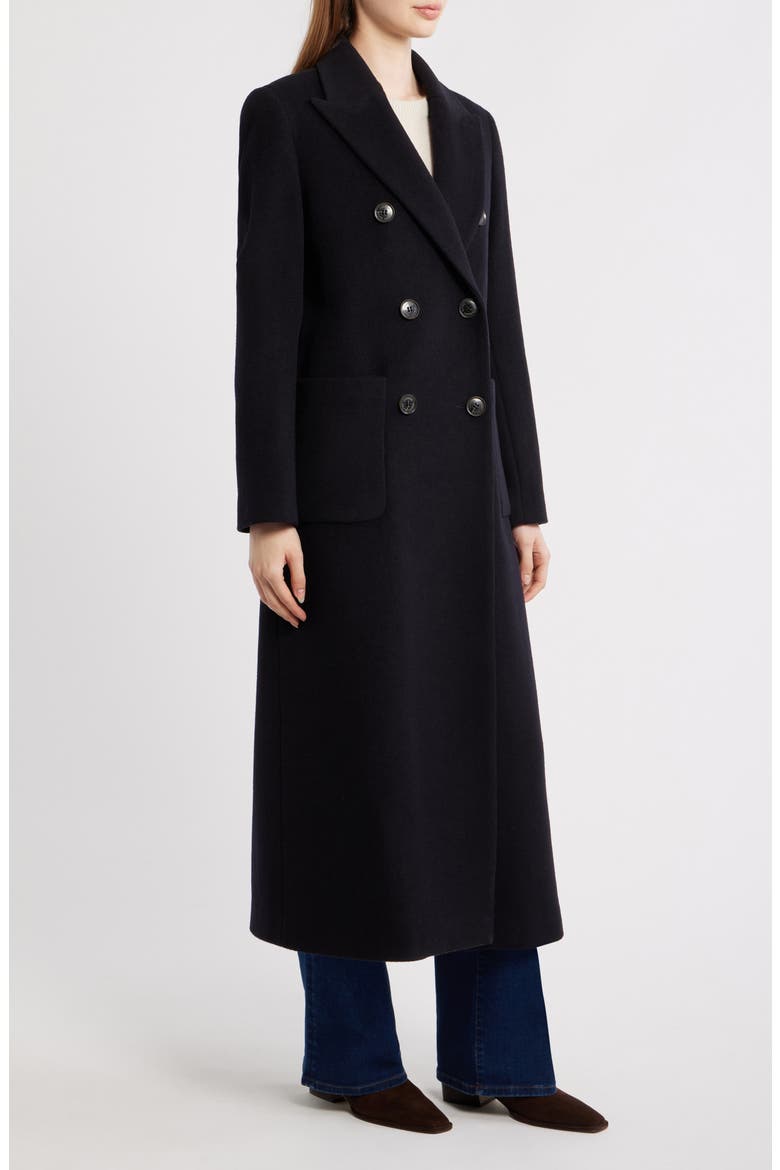 Double Breasted Longline Wool Blend Coat, Alternate, color, REGAL NAVY
