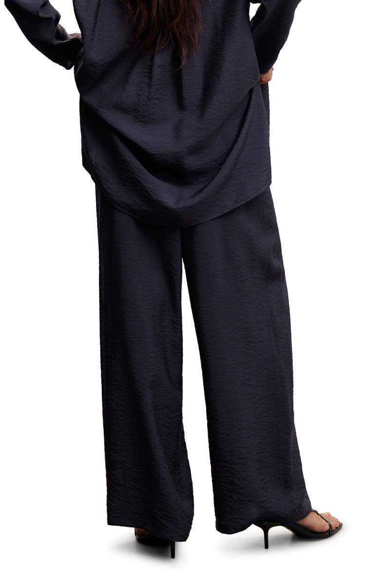 High Waist Satin Palazzo Pants, Alternate, color, NAVY