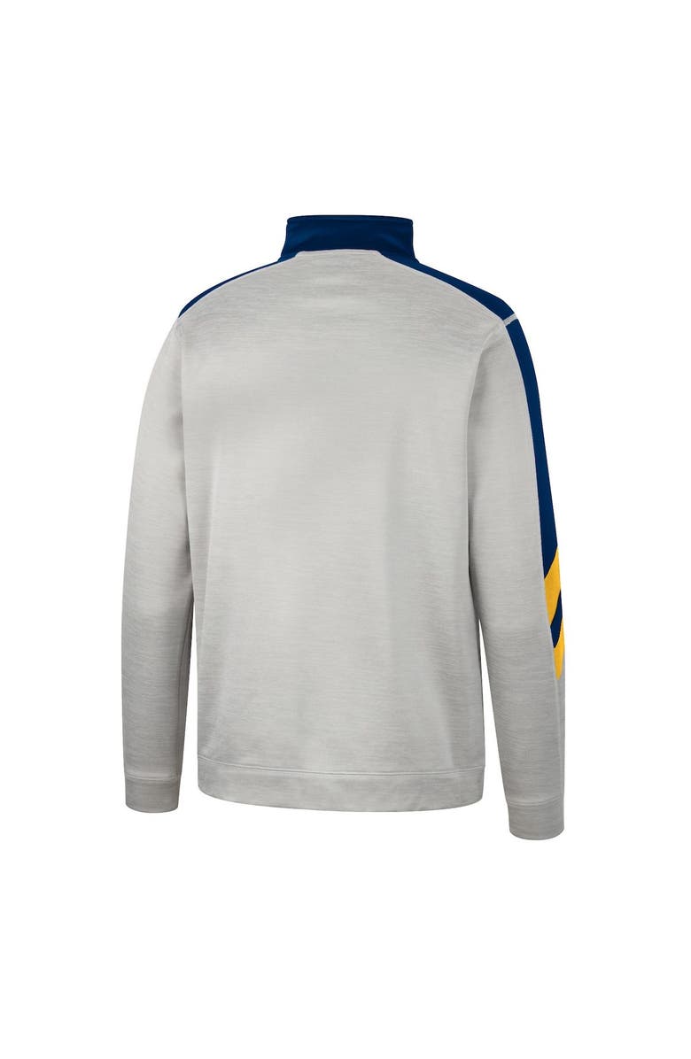 COLOSSEUM Men's Colosseum Gray/Navy West Virginia Mountaineers Bushwood Fleece Quarter-Zip Jacket, Alternate, color, 