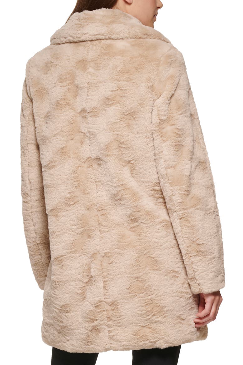 Notch Collar Faux Fur Coat, Alternate, color, CHAMPAGNE