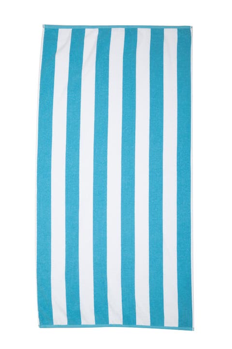 Rugby Striped Beach Towel - Turquoise/White