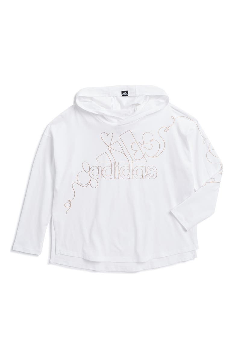 Kids' Long Sleeve Cotton Graphic T-Shirt, Main, color, WHITE