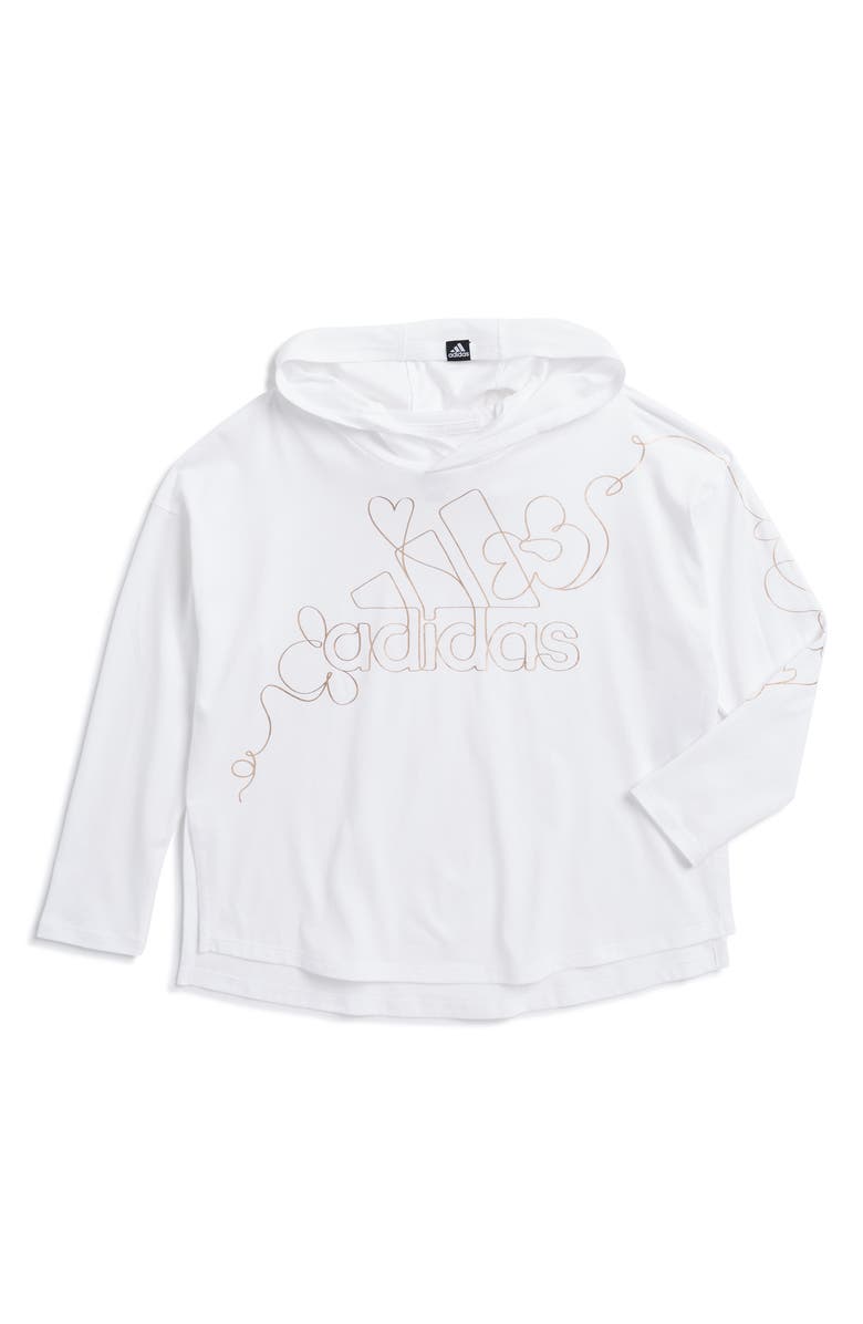 adidas Kids' Long Sleeve Cotton Graphic T-Shirt, Main, color,