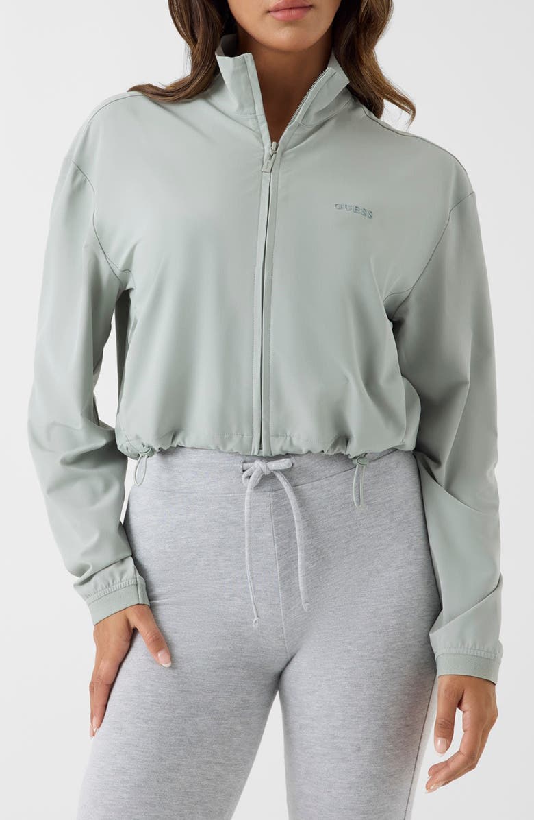 GUESS Selene Zip Front Jacket, Main, color, Open Green