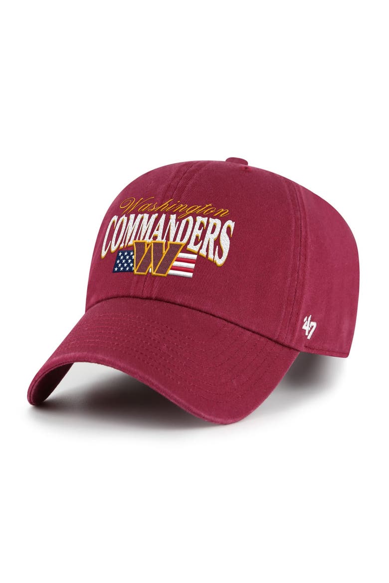 Men's '47 Burgundy Washington Commanders American Flag Clean Up Adjustable Hat, Main, color, Burgundy