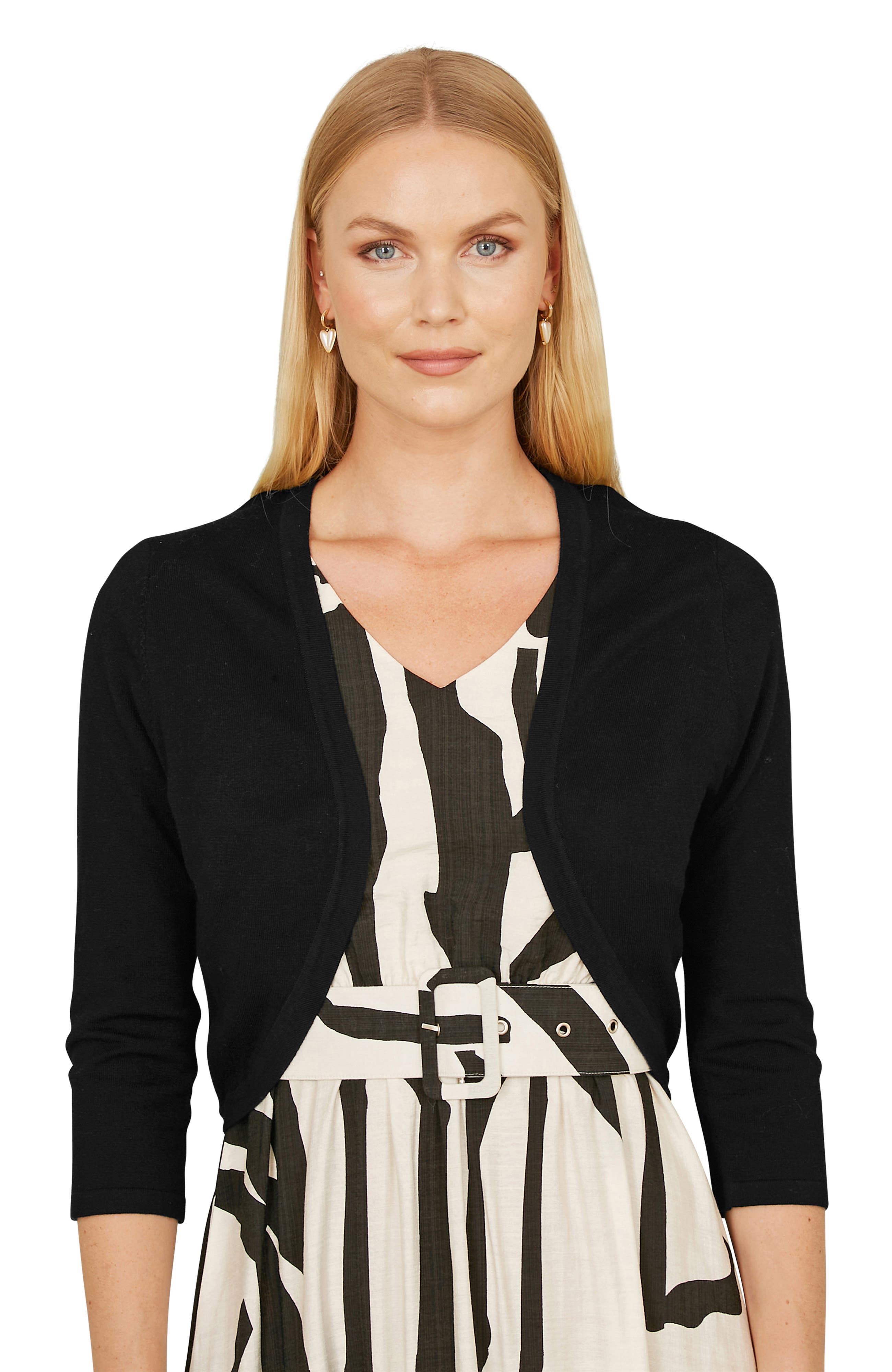 3/4 Sleeve Knitted Curve Bolero