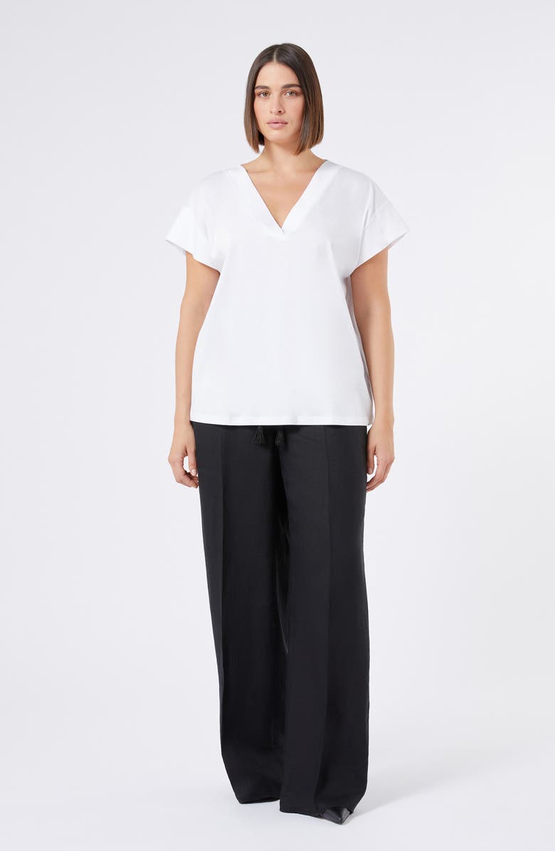 Marina Rinaldi Ciurma Linen Drawstring Pants, Alternate, color, Black