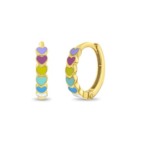 14k Multicolored Heart Cascade Earrings