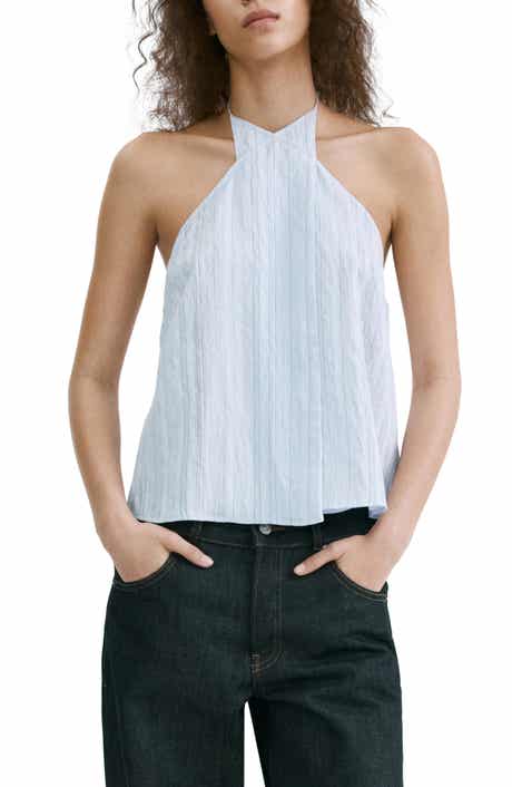 Stripe Crossover Halter Top