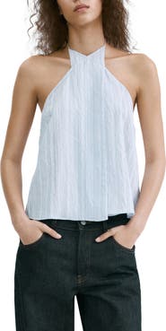 MANGO Stripe Crossover Halter Top