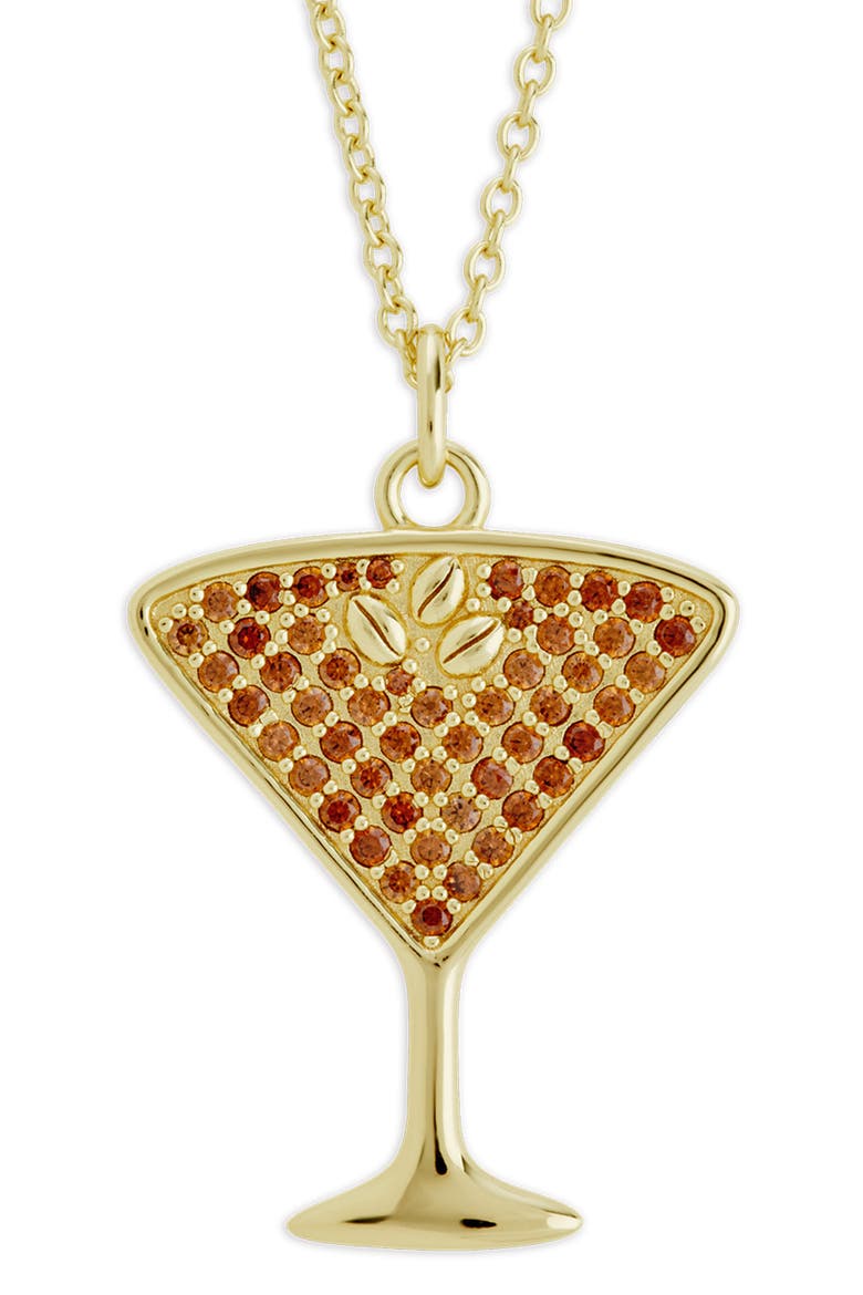 Pavé Cubic Zirconia Espresso Martini Pendant Necklace, Alternate, color, GOLD