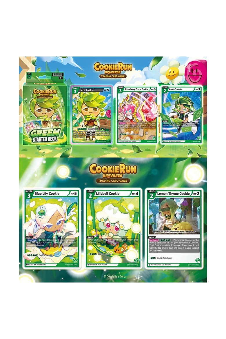 CookieRun Braverse Trading Card Game, Starter Deck Green, Strategic Game Play, Alternate, color, Multicolored