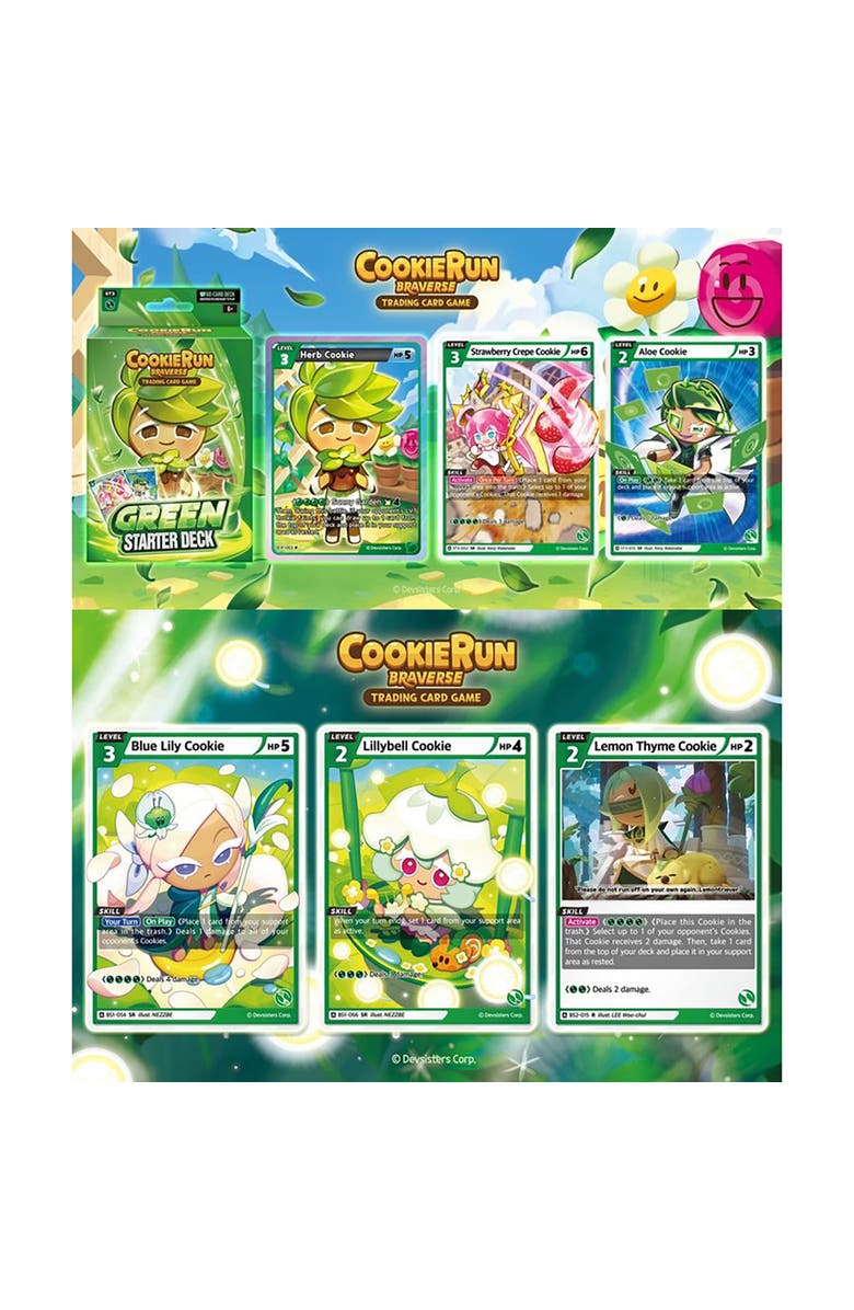 DevSisters CookieRun Braverse Trading Card Game, Starter Deck Green, Strategic Game Play, Alternate, color, Multicolored