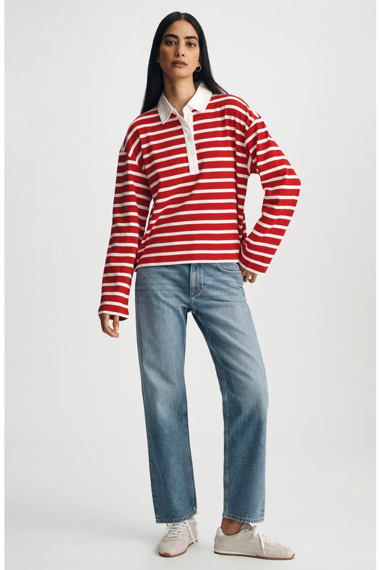 Stripe Polo Shirt, Alternate, color, EQUESTRIAN RED STRIPE