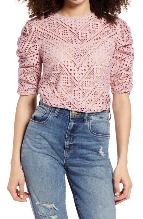 Chevron Stripe Lace Top