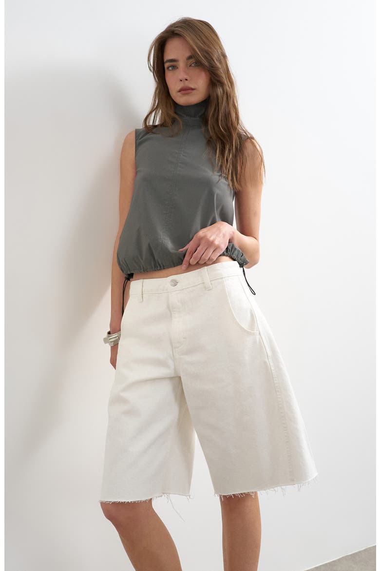 Barrel Leg Jeans Shorts, Alternate, color, MBLUE