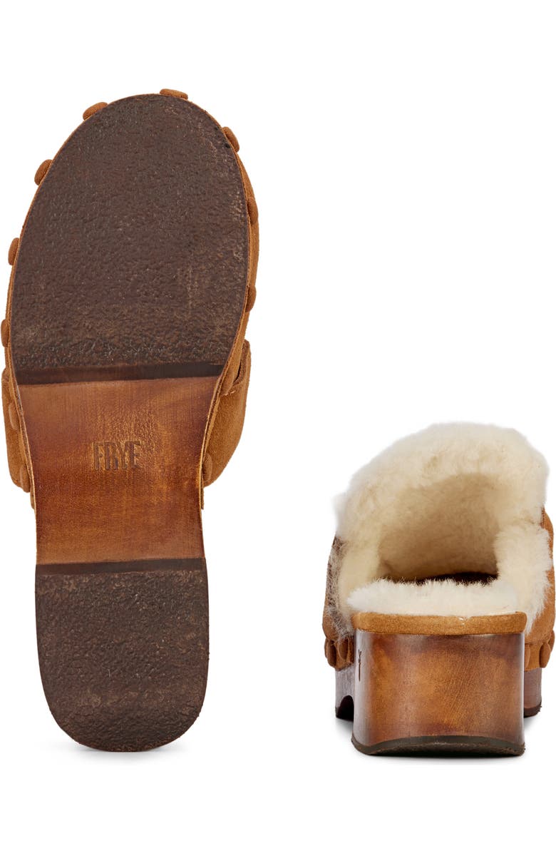 Frye Melody Genuine Shearling Lined Platform Clog, Alternate, color, Walnut