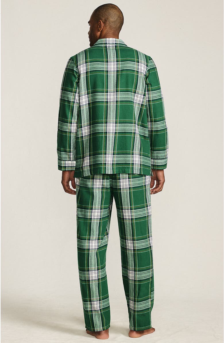 Lands' End Flannel Pajama Set, Alternate, color, Light Emerald Plaid
