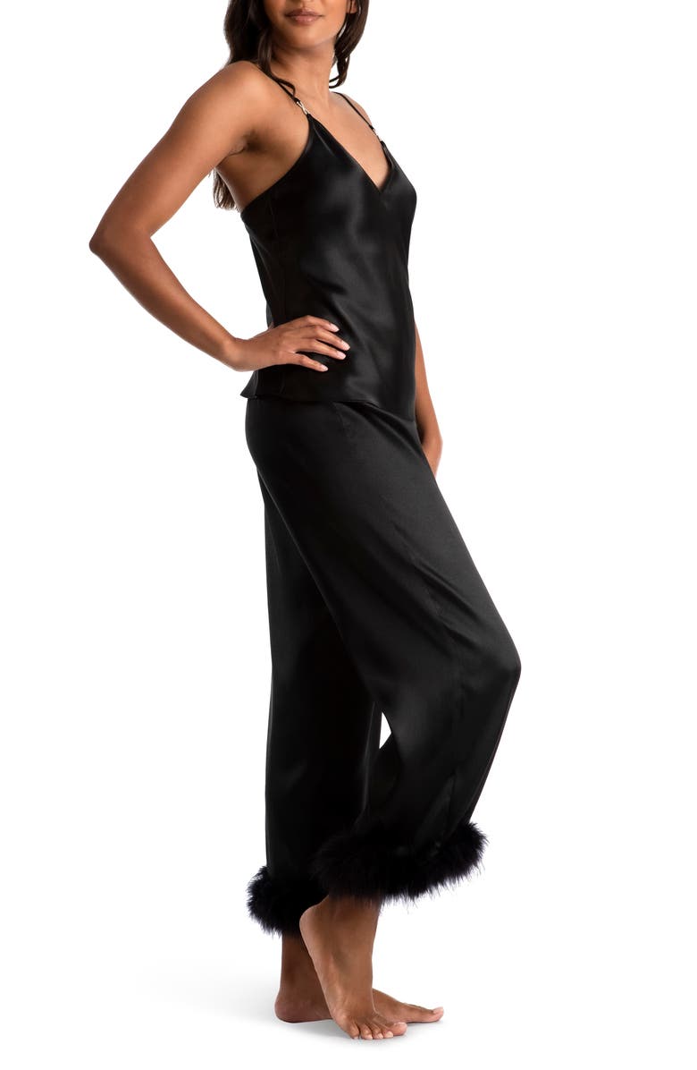 In Bloom by Jonquil Noelle Feather Trim Satin Pajamas, Alternate, color, 