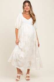 PinkBlush Leaf Textured Tiered Midi Dress
