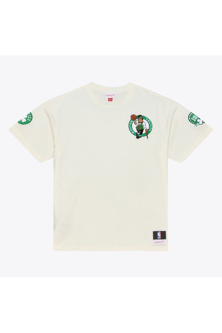 Men's Mitchell & Ness Cream Boston Celtics Hardwood Classics Chainstitch Premium T-Shirt, Main, color, Cream