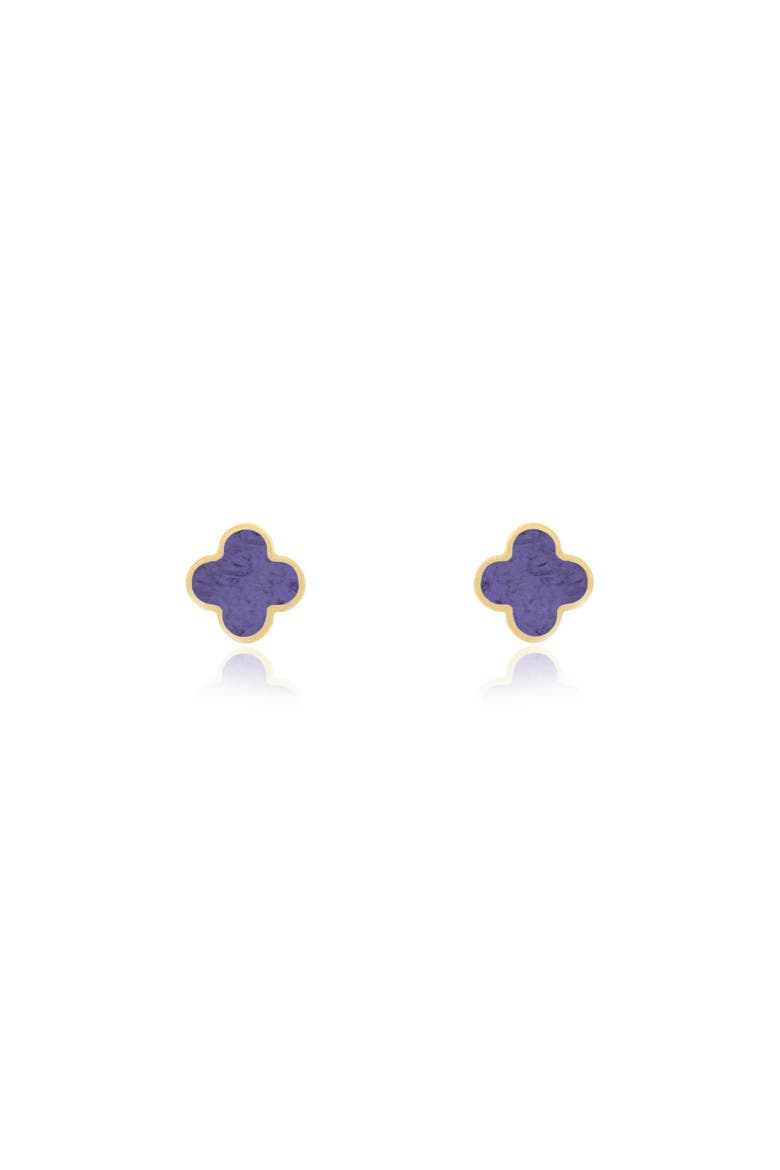 Mini Amethyst Clover Stud Earrings, Alternate, color, Amethyst