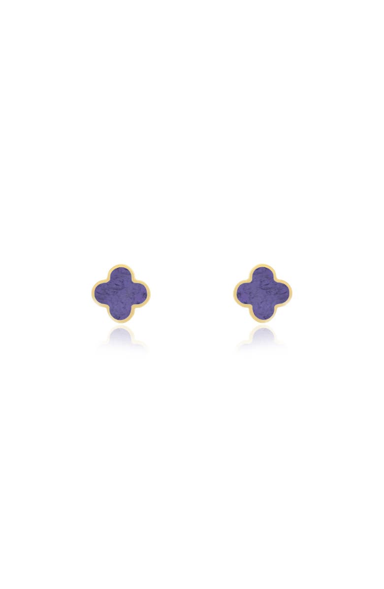The Lovery Fine Jewelry Mini Amethyst Clover Stud Earrings, Alternate, color, Amethyst