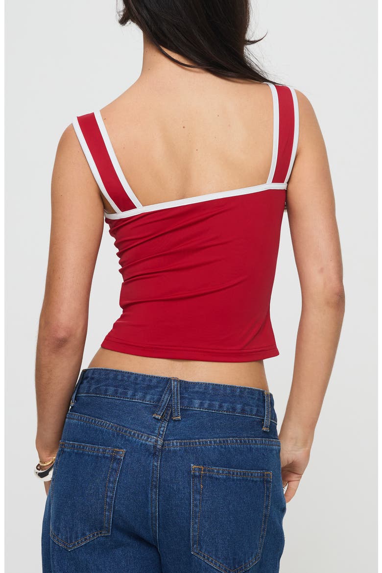 Last Words Contrast Trim Tank, Alternate, color, MEDIUM RED