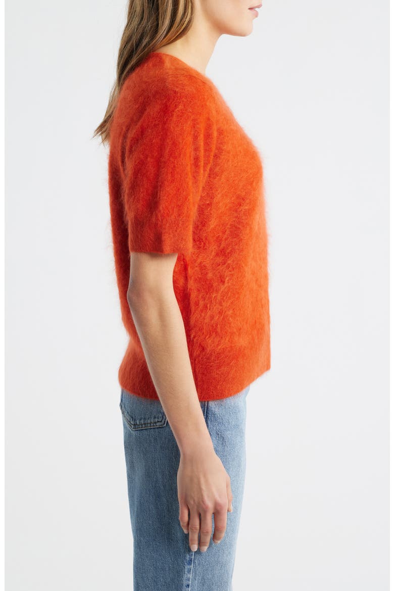 Brushed Cashmere Short Sleeve Sweater, Alternate, color, ROUGE