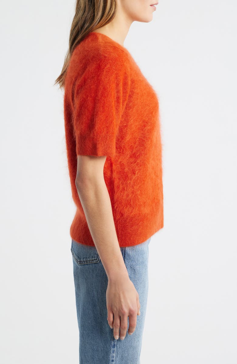 MARGARET O'LEARY Brushed Cashmere Short Sleeve Sweater, Alternate, color, Rouge