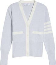 Thom Browne 4-Bar Contrast Trim Cotton Cardigan