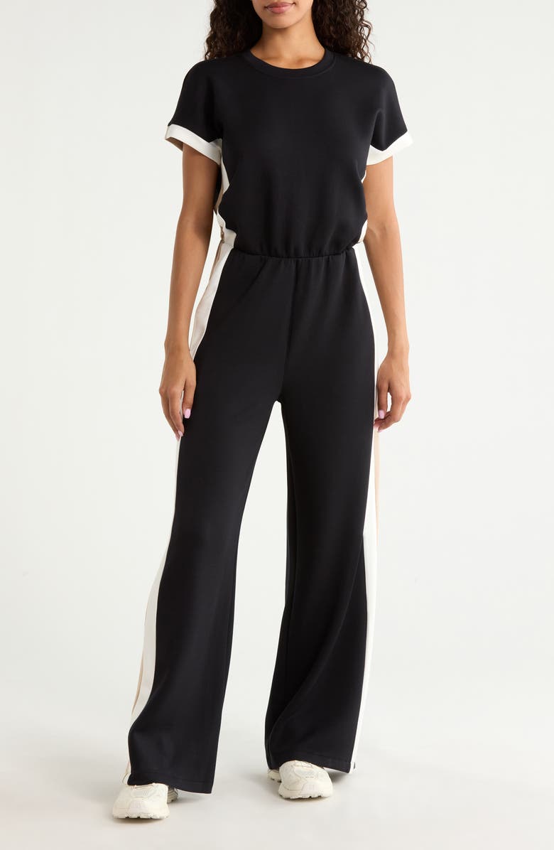 SPANX<sup>®</sup> AirEssentials Colorblock Jumpsuit, Main, color, Very Black Stripe