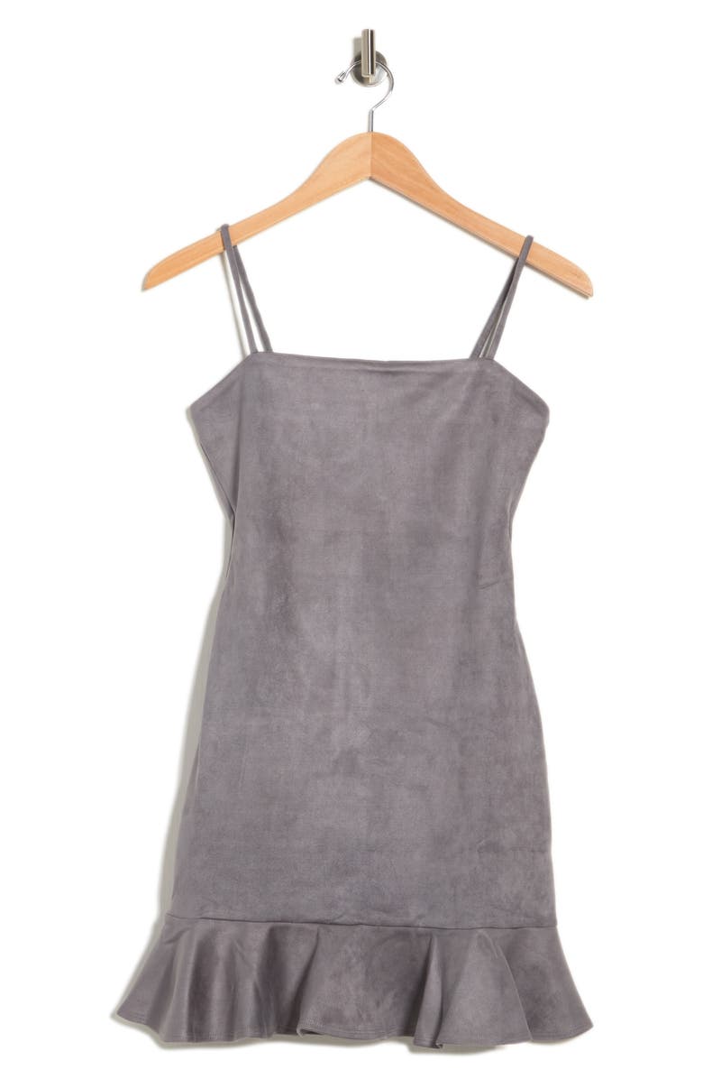 Susana Monaco Ruffle Hem Sleeveless Faux Suede Dress, Alternate, color,