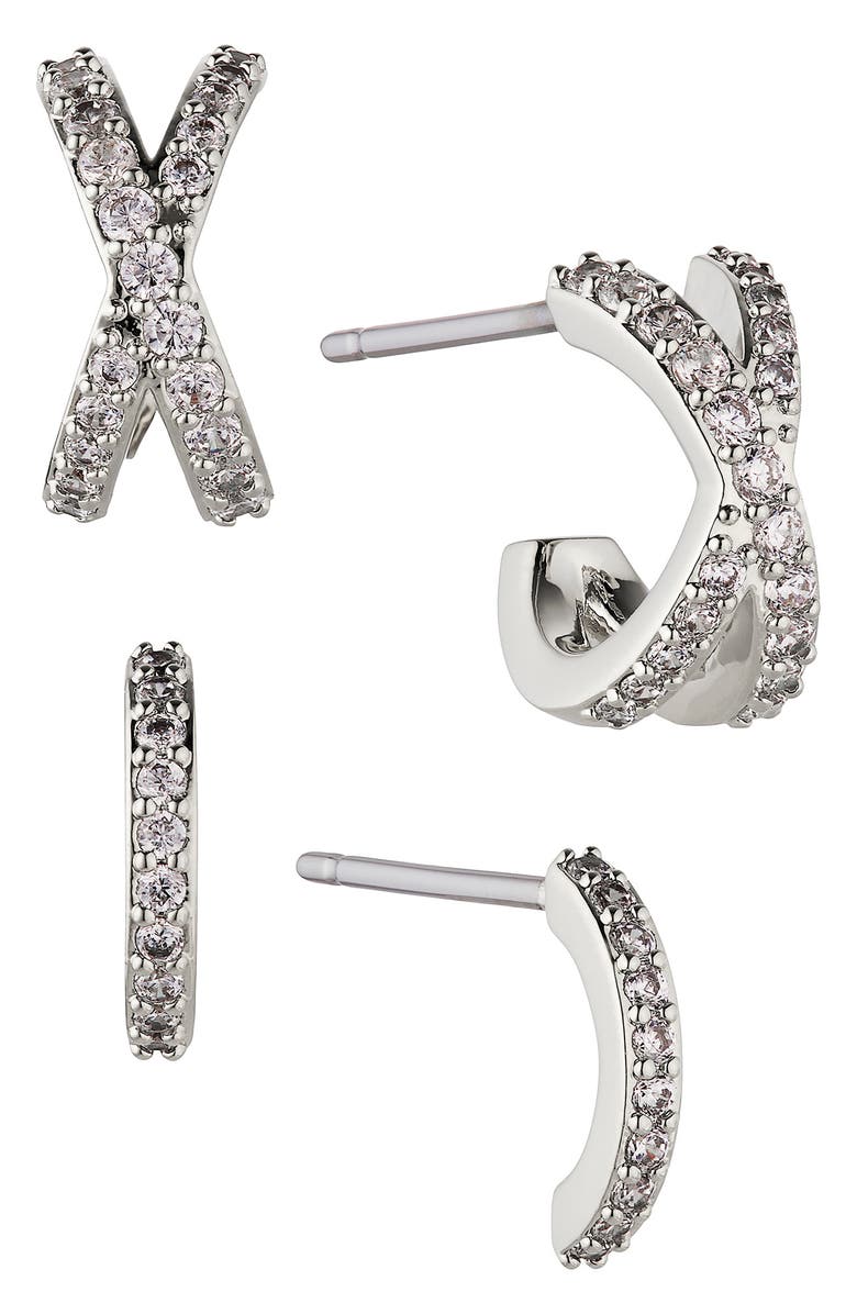 AJOA Demi Cross Set of 2 Hoop Earrings, Main, color, 