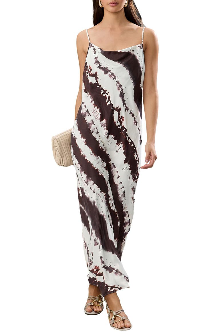 Cow Print Slipdress, Main, color, BROWN
