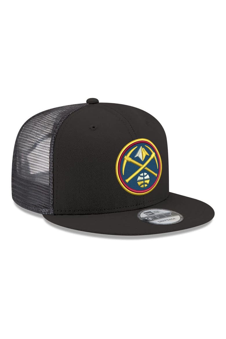 Men's New Era Black Denver Nuggets Core Logo Meshback 9FIFTY Snapback Hat, Alternate, color, Black