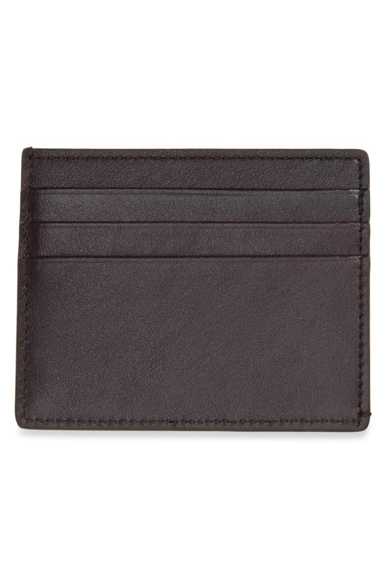 Flat Leather Card Case, Alternate, color, AUBERGINE-GOLD 82