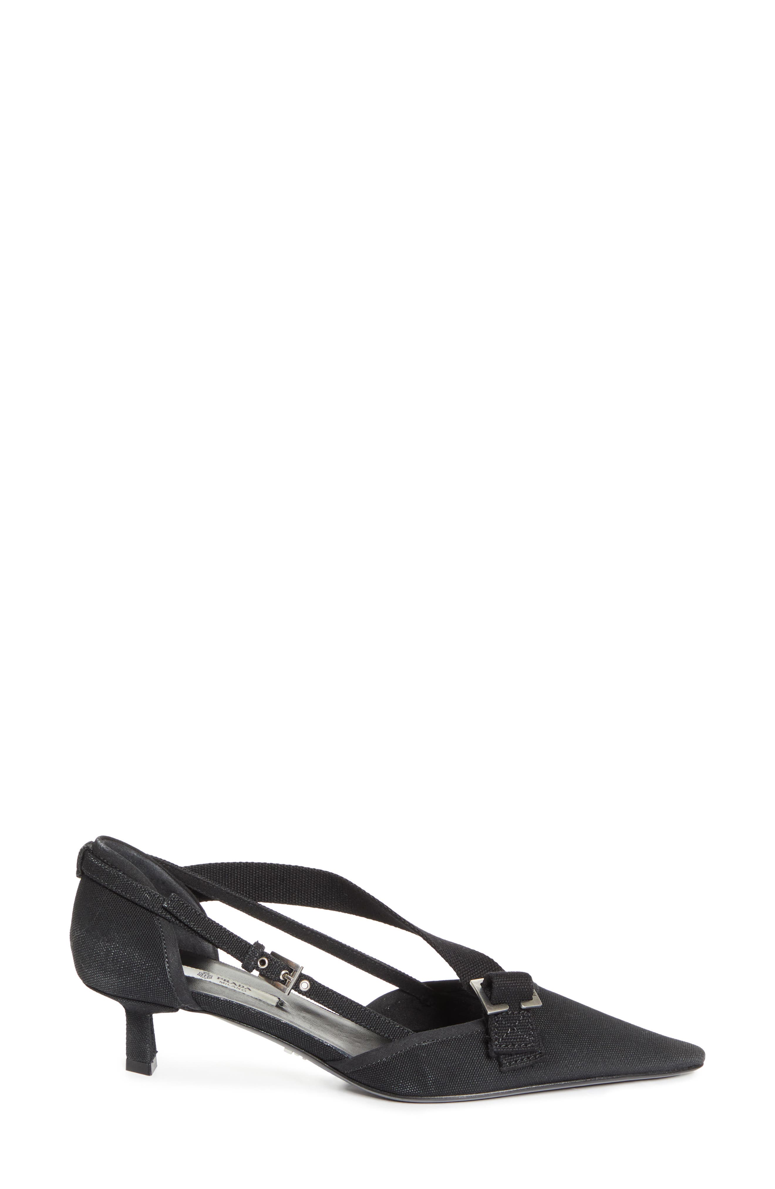 Prada Kitten Heel Pointed Toe Pump, Alternate, color, Nero